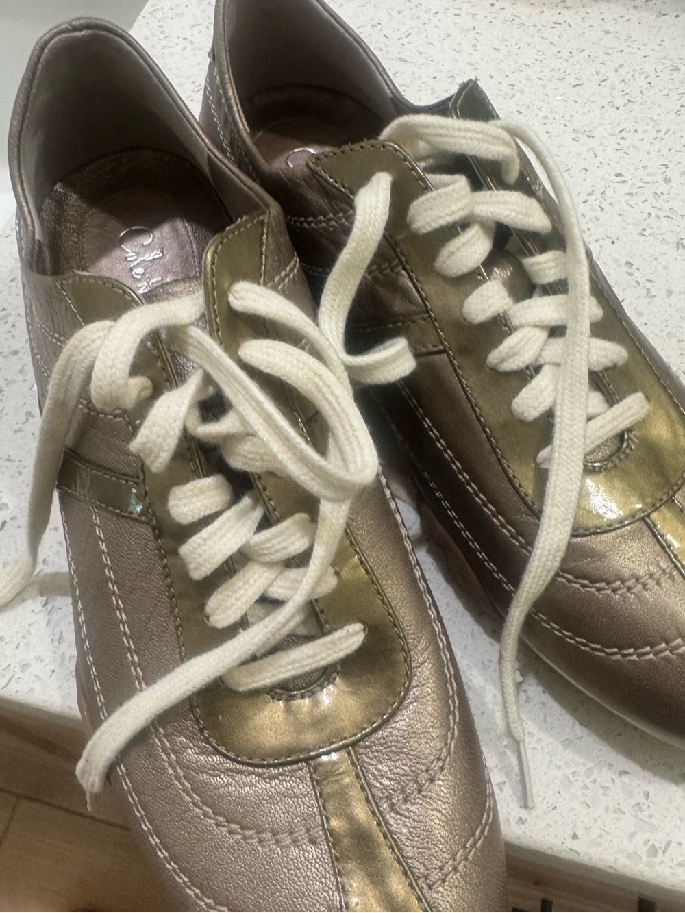 Cole Haan x Nike Air Metallic gold Lace-Up Women’s Sneakers Size 7